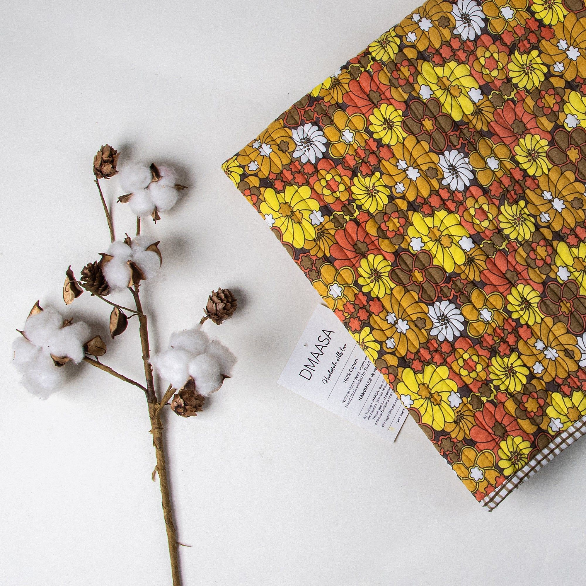 Multi Floral Hand Block Printed Reversible Cotton Baby Blankets 124